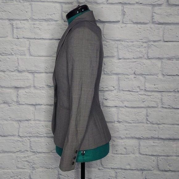 *THEORY Nichelle Broadway Womens Grey button front wool career office blazer 4 - Picture 3 of 8